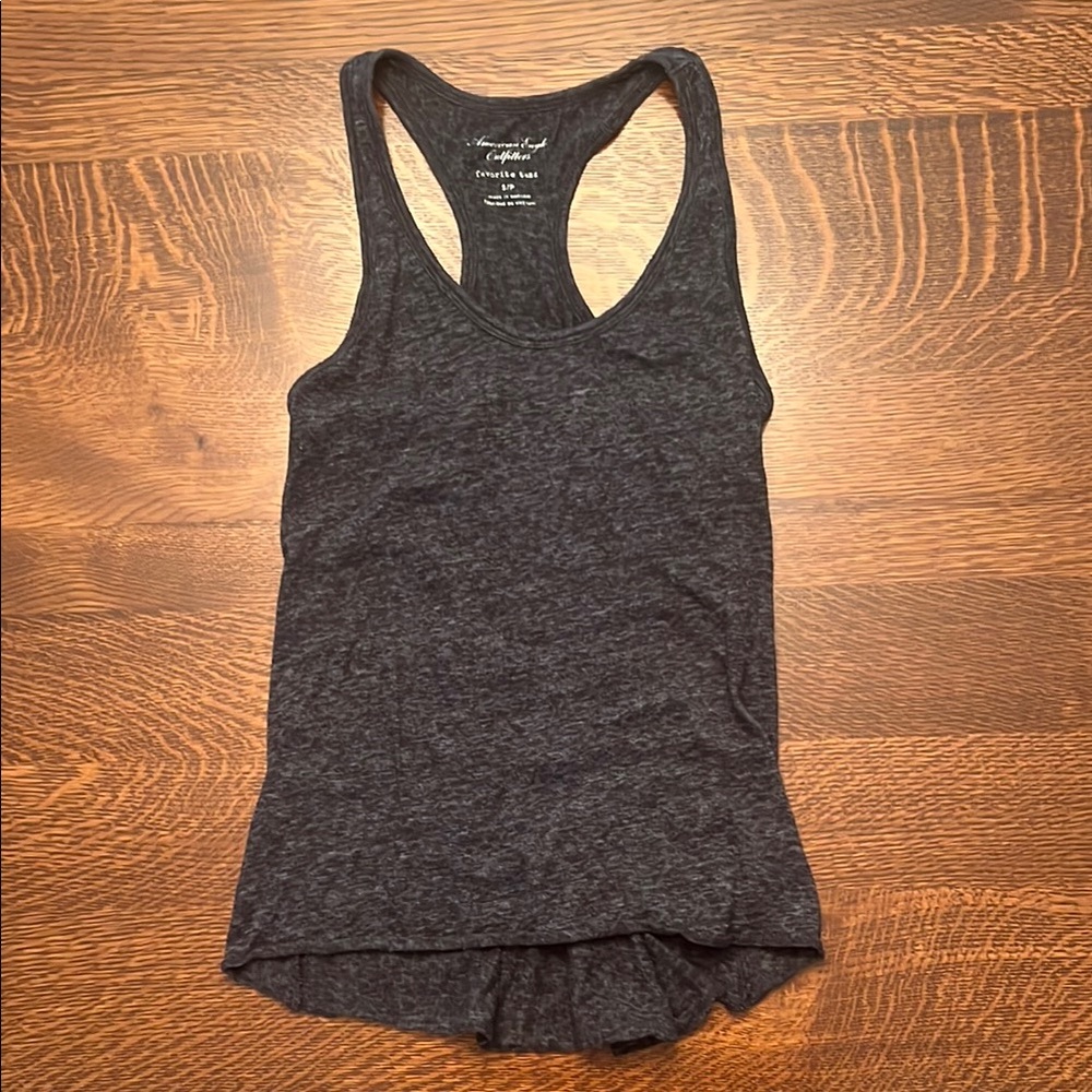 American Eagle Outfitters Women’s Gray Asymmetrical Fitted Tank Top Size Small